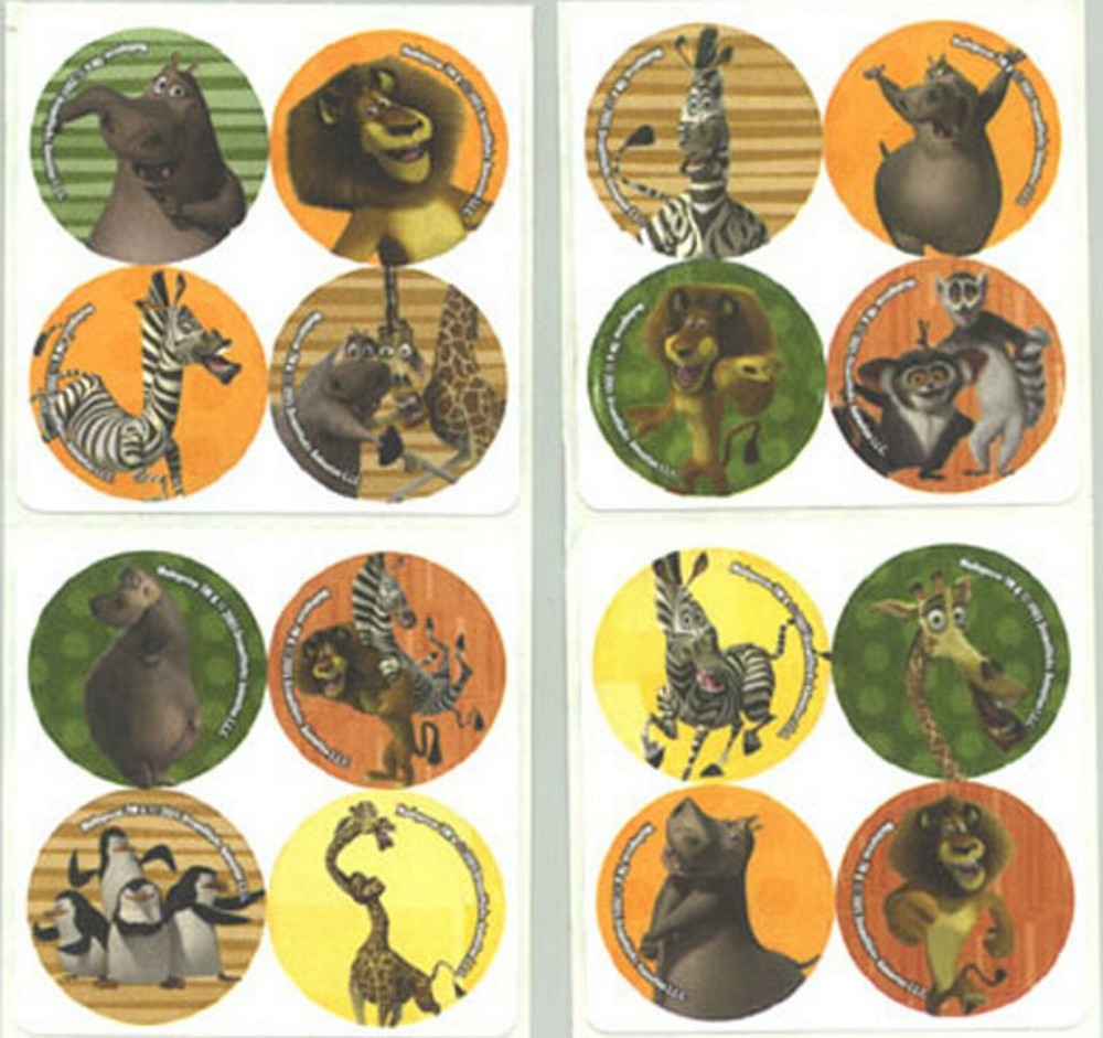 Madagascar Mini 48 Stickers! Lion Giraffe Zebra