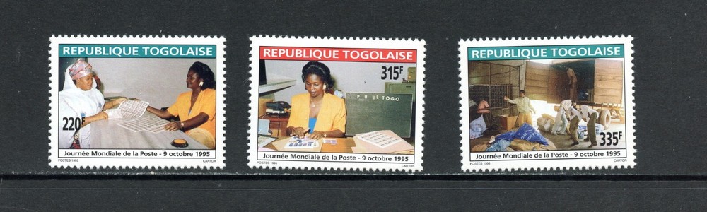R0798   Togo   1995   World Post Day    3v.   MNH