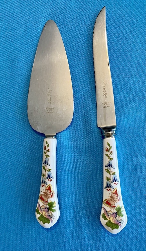 Aynsley Cottage Garden Cake Server And Knife Set With Boxes