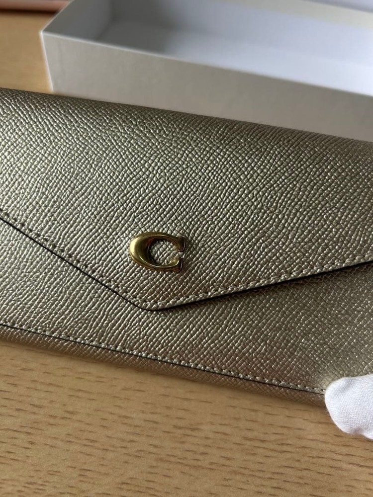 COACH Long Wallet Genuine Leather Gold