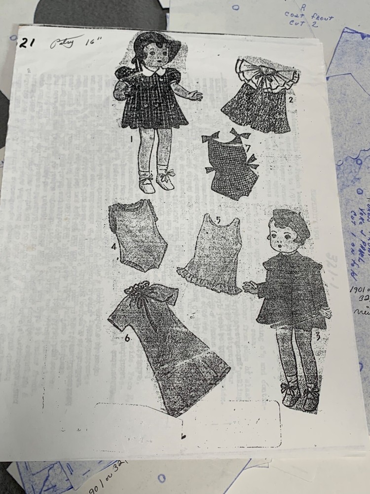 Vintage Simplicity Pattern 1901 Patsy 16" Dolls Dress & Accessories 1930s