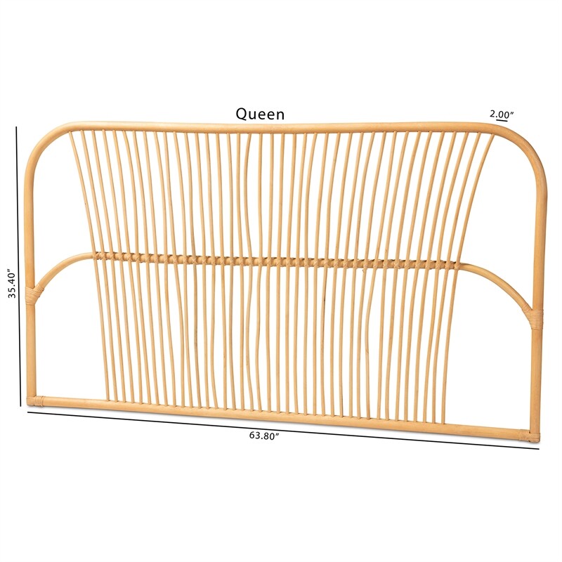Baxton Studio Laina Modern Bohemian Brown Rattan Queen Size Wall-mount Headboard