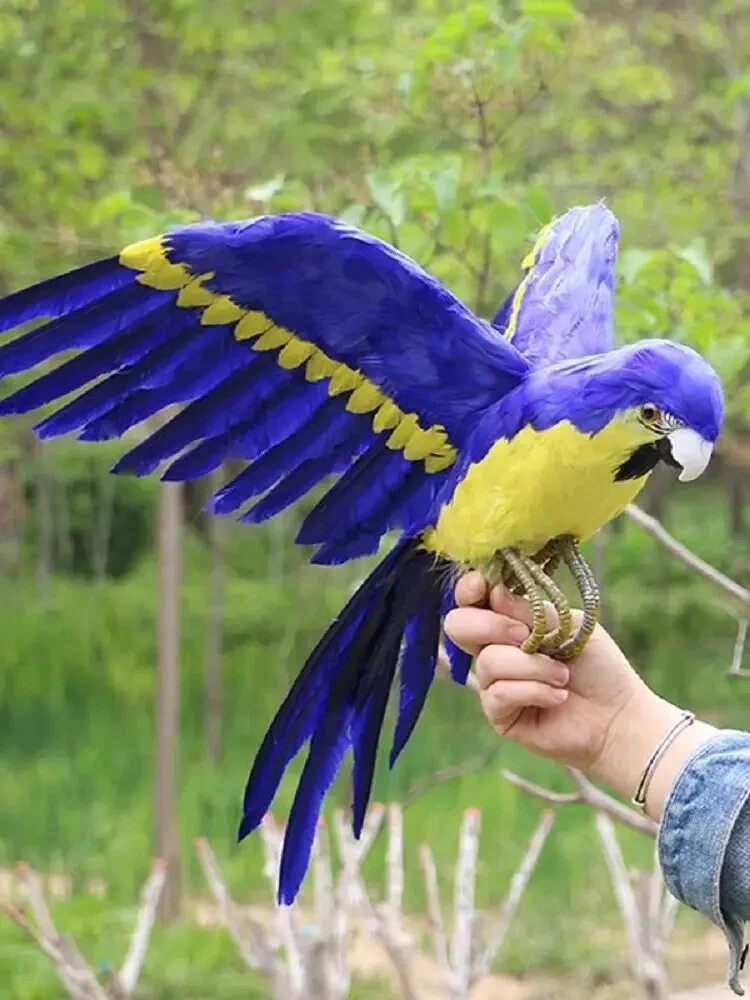 simulation blue foam&feather wings parrot model bird gift about 42x60cm