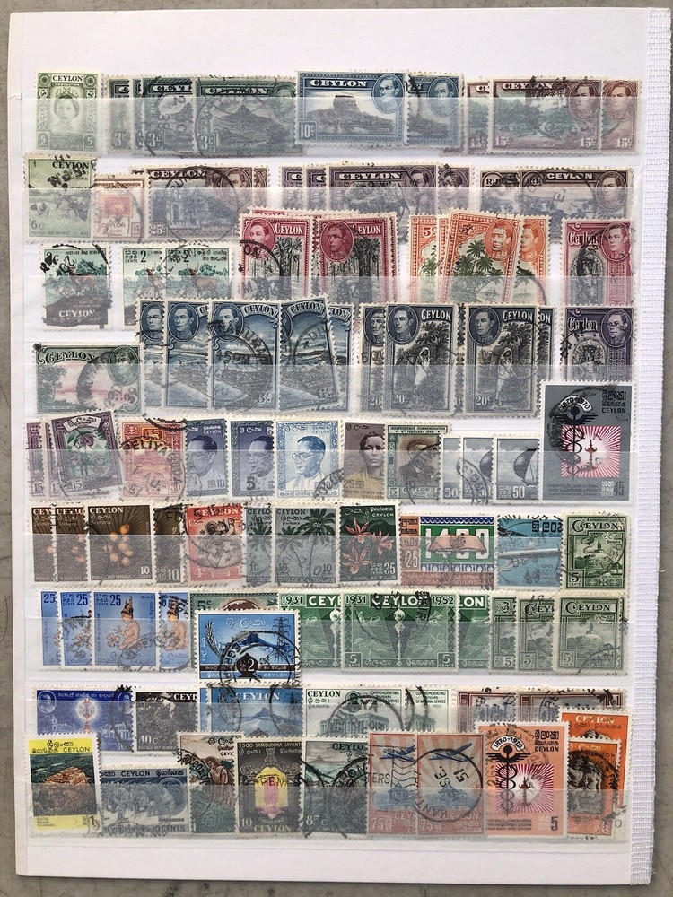 Ceylon Stamp Collection On 2 Stock Pages