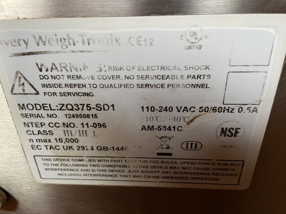 avery weigh tronix ZQ375