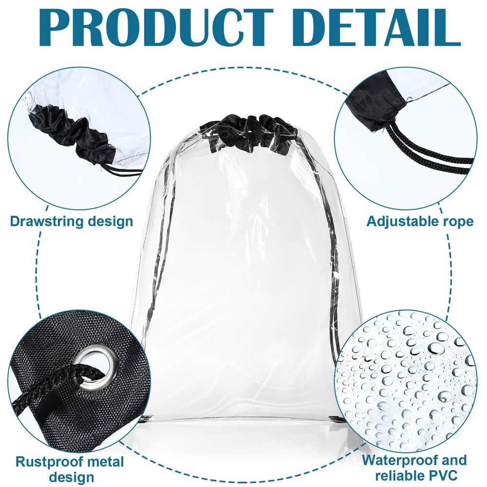 Silkfly 50 Pcs Clear Drawstring Backpacks Bulk Stadium One Size,
