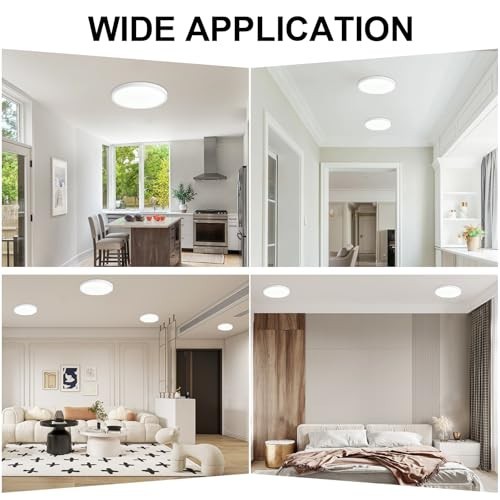 6-Pack 12" LED Flush Mount Ceiling Lights - Dimmable 5000K Low Profile Fixtures