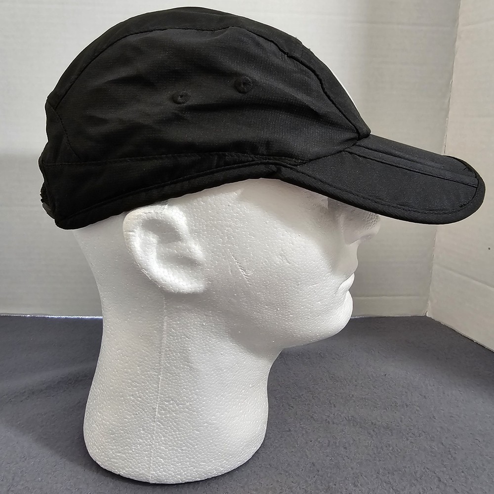 Foray Foldable Black Golf Hat Rubberized Logo Hook & Loop Adjustable Strap