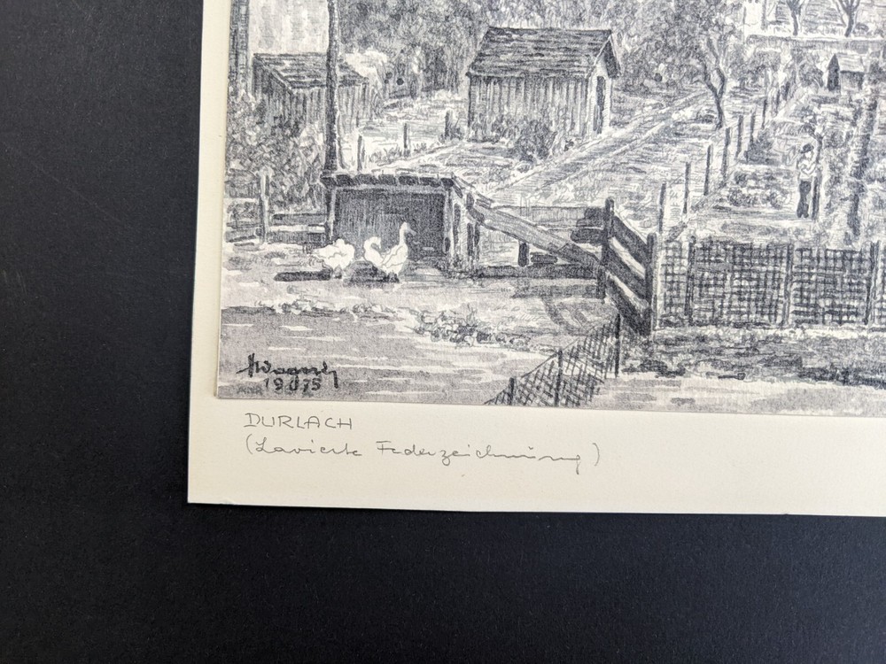 Hans Wagner, Durlach, pen drawing, signed, titled, 1975