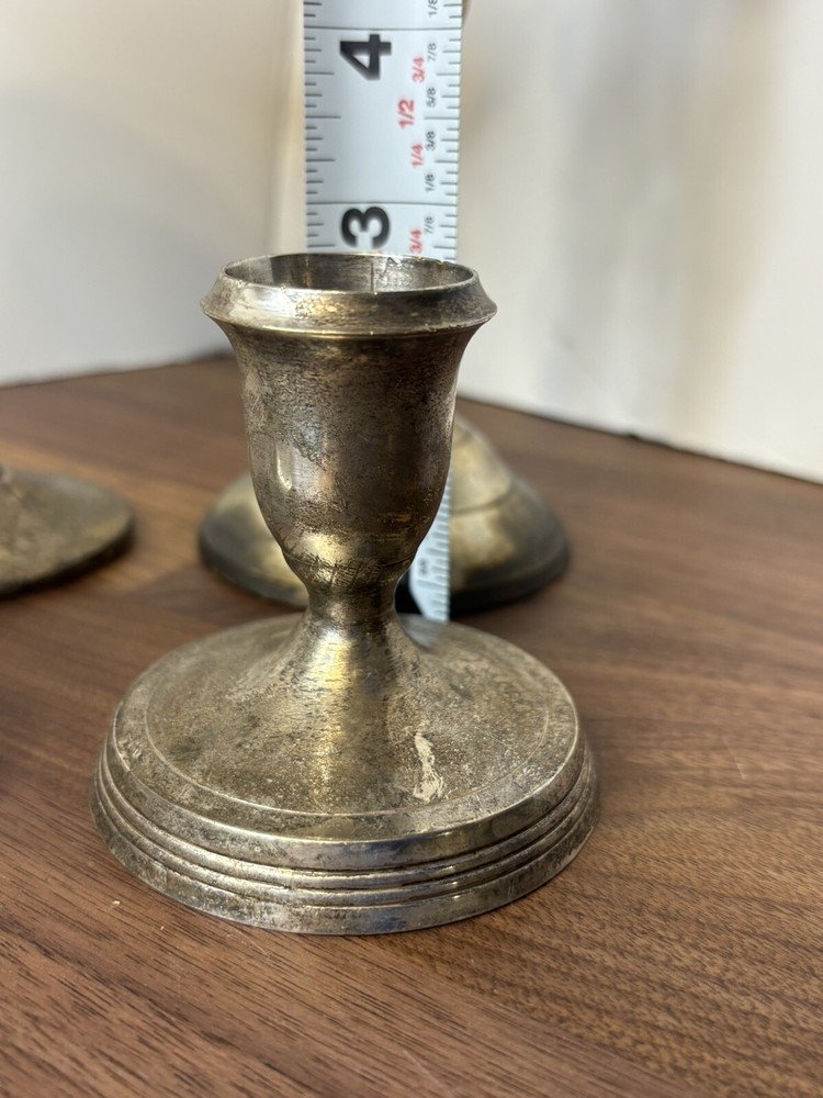 Vintage Brass And Silver Plated Decor- 3 Candlesticks 1 Goblet