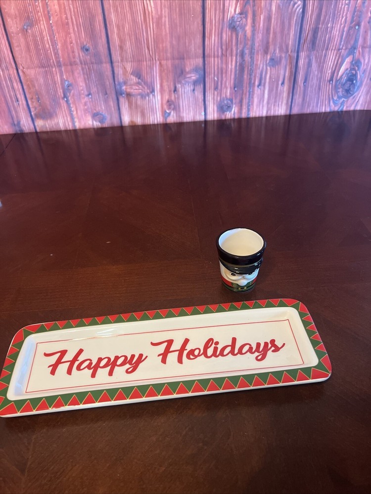 Appetizer Christmas Tray And Nutcracker Toothpick Holder Dei Happy holidays
