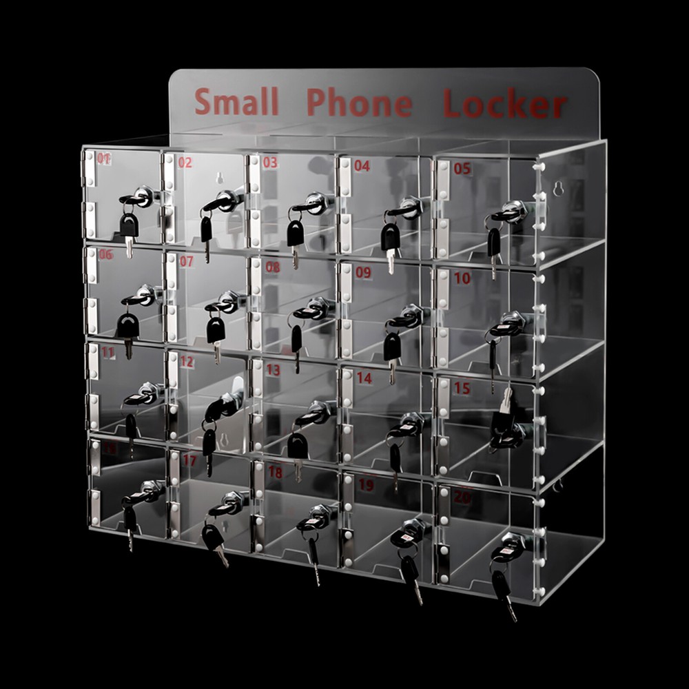 Clear Acrylic Cellphone Locker Rectangular Cell Phone Storage Box with Keys