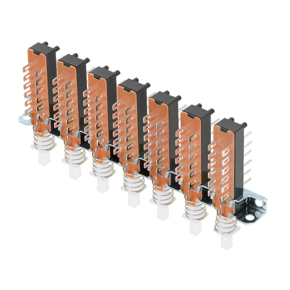 Interlock Push Button Switch Piano Type 4PDT 12 Pin 7 Row