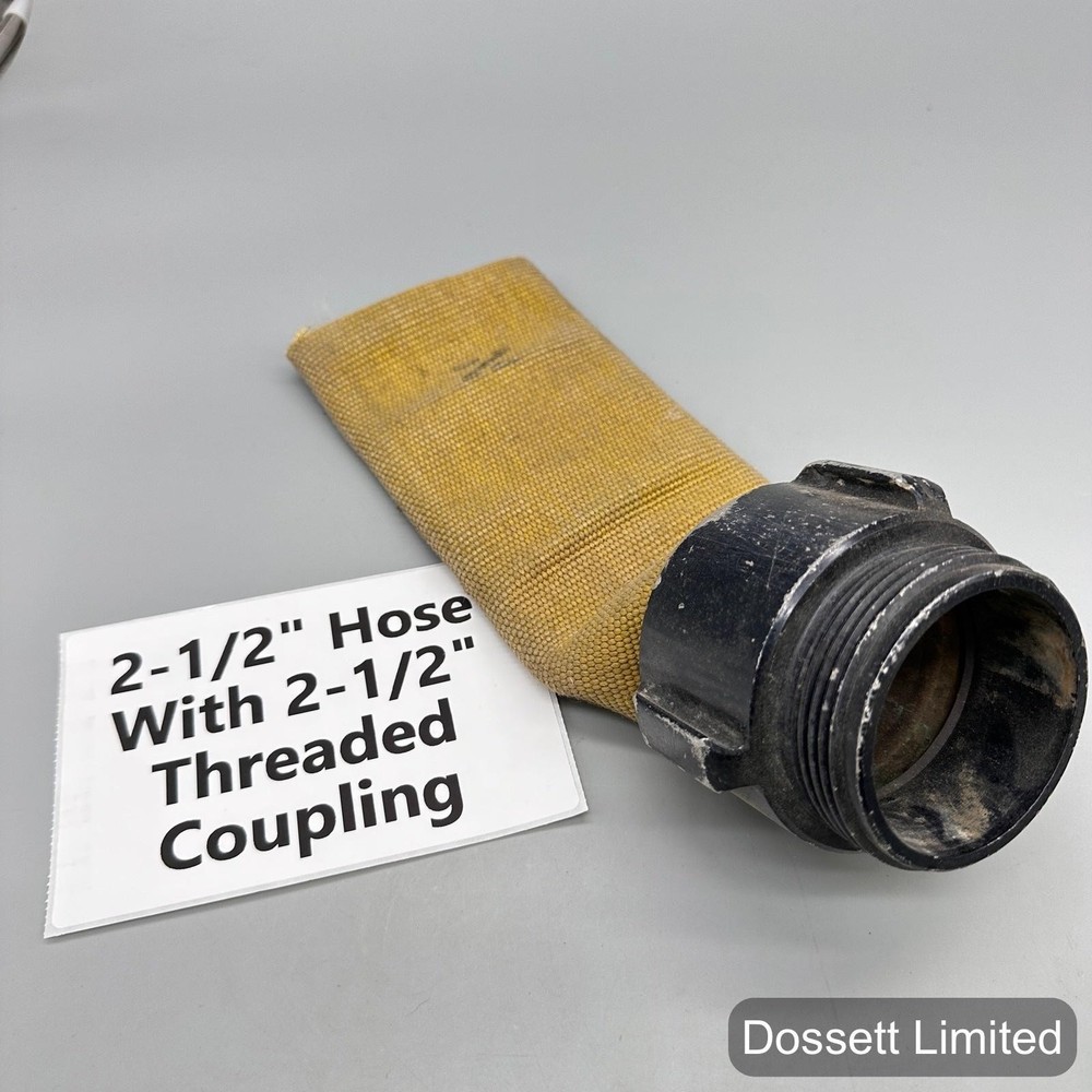 2-1/2" Fire Hose Yellow with 2-1/2" Threaded Coupling Industrial Fitting Used
