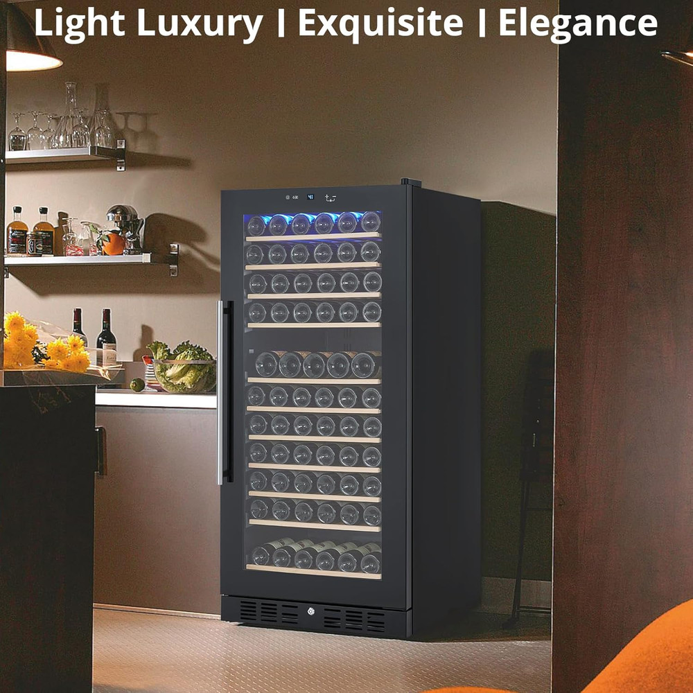 Elegant 133-Bottle Wine Cooler with Digital Control & Quiet Operation