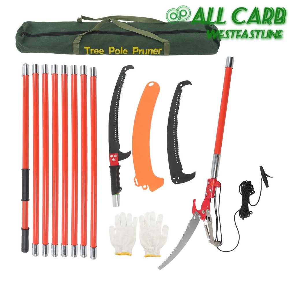 30FT Extendable Tree Trimer & Pole Saw Combo 9 Section Telescoping Orange Pole