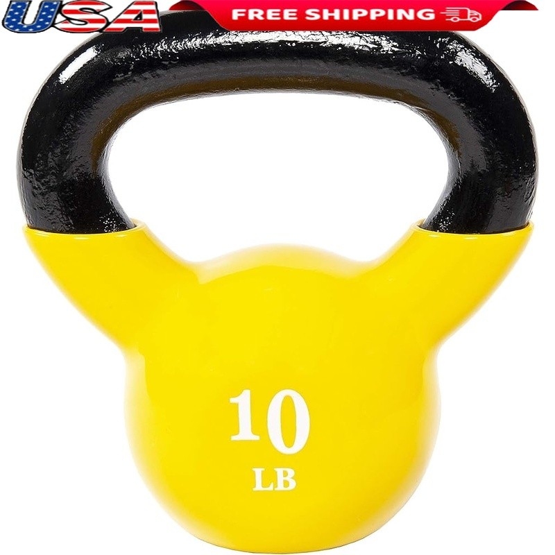 Durable 10lb Cast Iron Kettlebell W/ Non Slip Handle Strength Training New