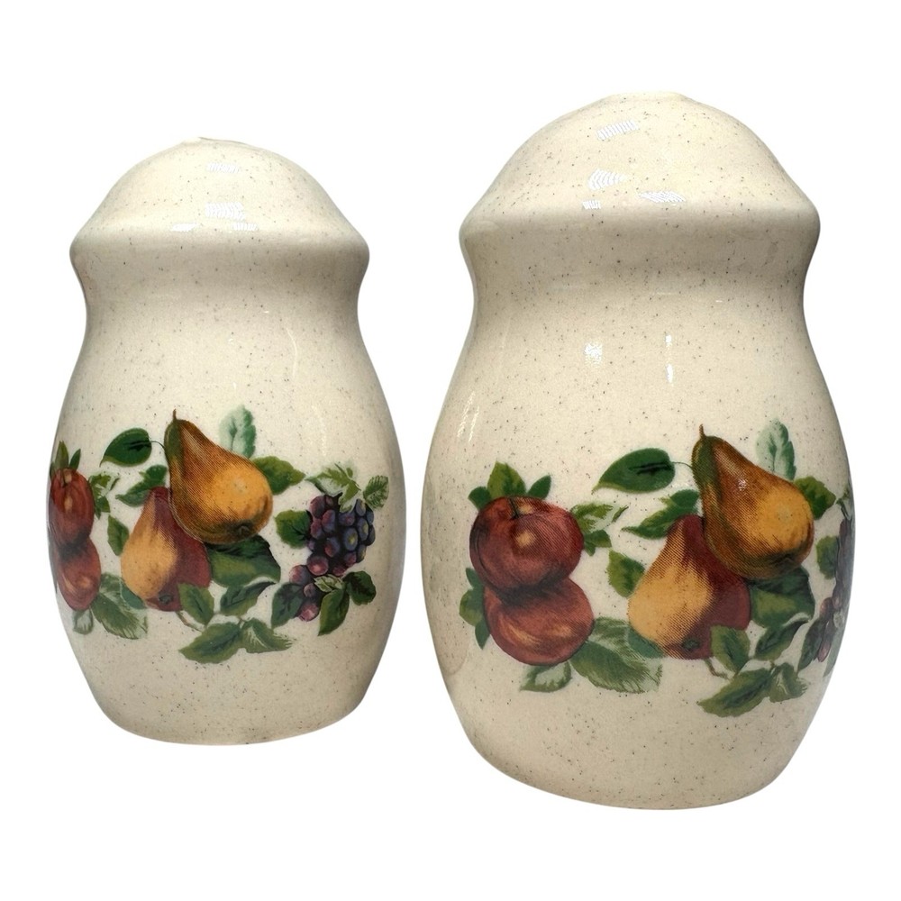 Oneida Sakura Sonoma Salt & Pepper Shaker Set, Discontinued Fruit Pattern, 3.5"