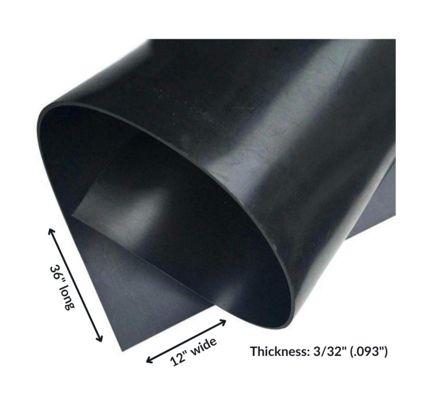 Neoprene Rubber Sheet Solid 3/32" thick x 12" wide x 36" long 60A Duro, Black