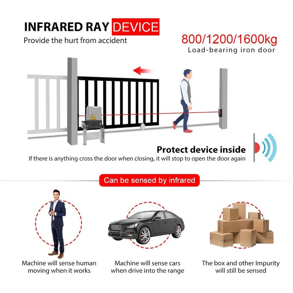 US 4400LBS Electric Sliding Gate Opener Automatic Motor w/4 Remote Controls Kit