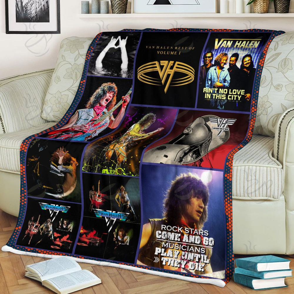 an Halen themed fleece blanket.