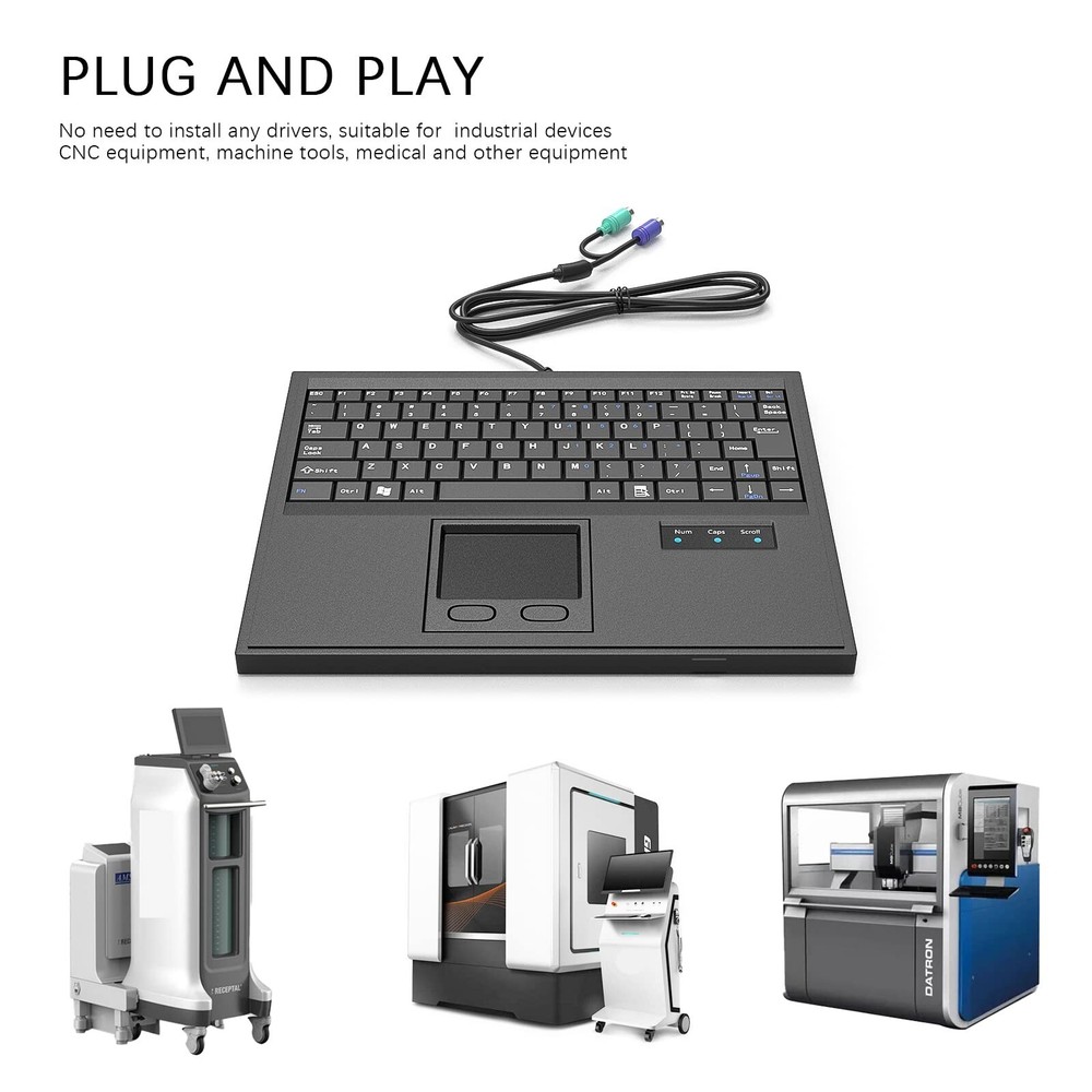 E-SDS Wired Machine Keyboard with Touchpad Portable Compact - PS/2 Interface