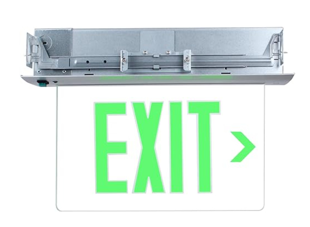 LED Exit Sign Edge-Lit Emergency Light w/ Battery Backup Double-Sided