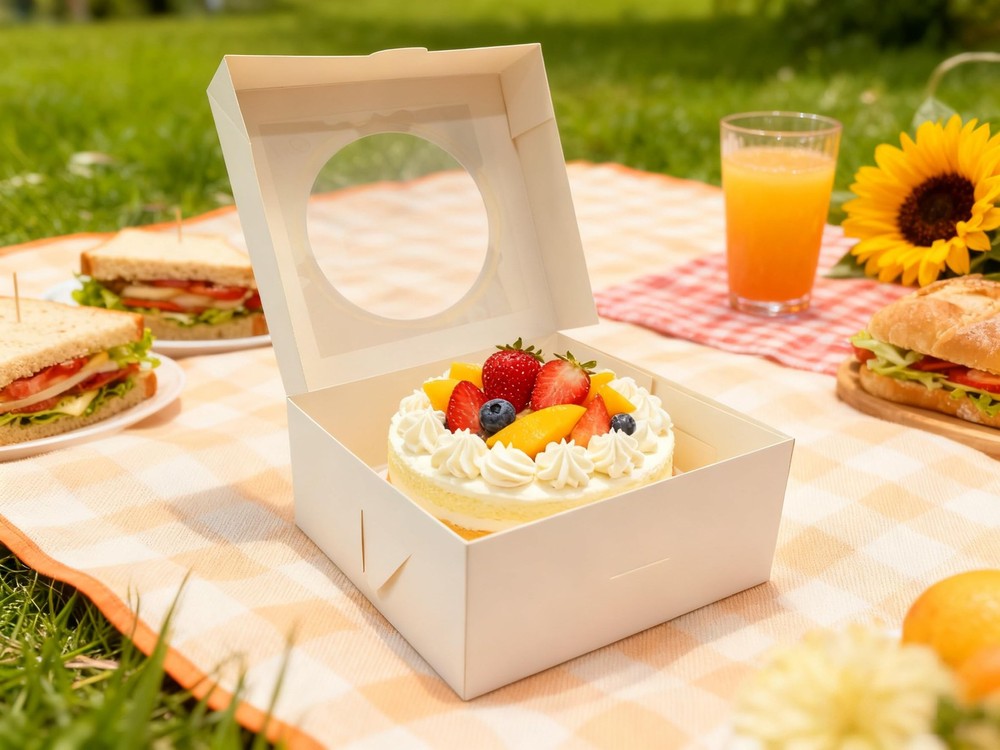 25 Pack Cake Boxes 10x10x5 Inches Cake with Windows, White Square Bakery Boxe...