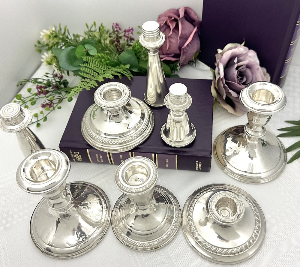 Sterling Silver Candlesticks Mixed Makers Weighted Candle Holders Lot 5