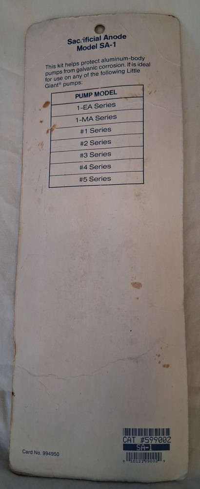 Little Giant 599002 Model SA-1 Sacrificial Anode