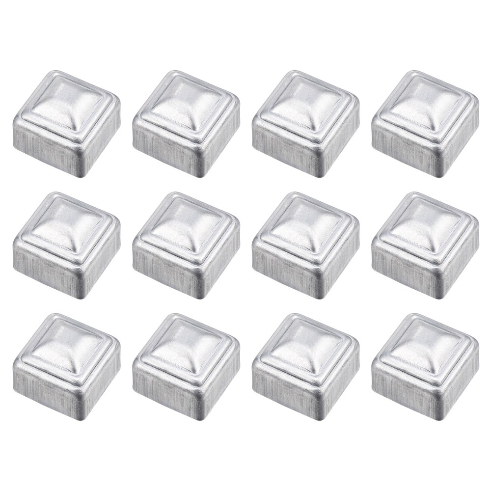 12Pcs Fence Post Cap, Galvanized Deck Post Caps Fit 1" x 1" Pipe, Silver