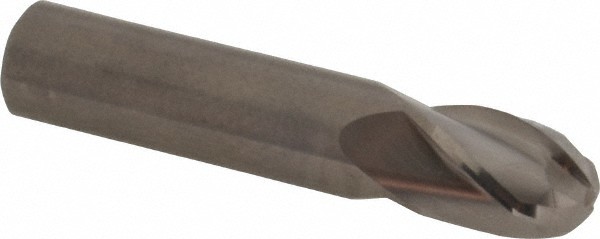 Hertel 1/2" Diam, 5/8" LOC, 4 Flute Solid Carbide Ball End Mill Uncoated, Sin...