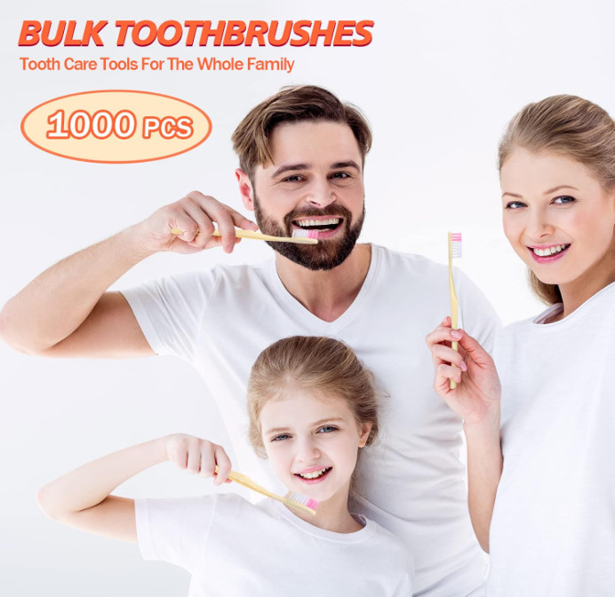 1000 Pcs Disposable Toothbrushes Bulk Individually Wrapped Manual Soft Bristle T