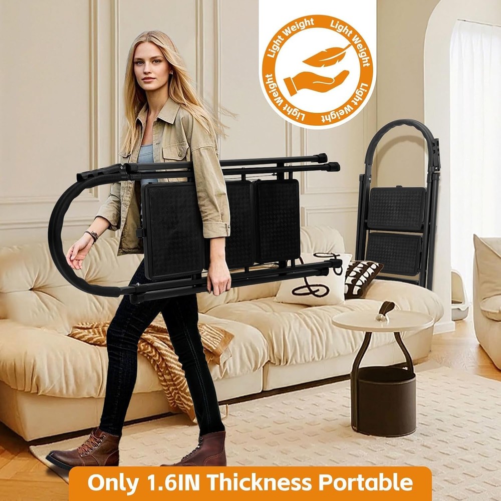 3 Step Ladder Folding Step Stool with Wide Anti-Slip Pedal Sturdy Foldable Light