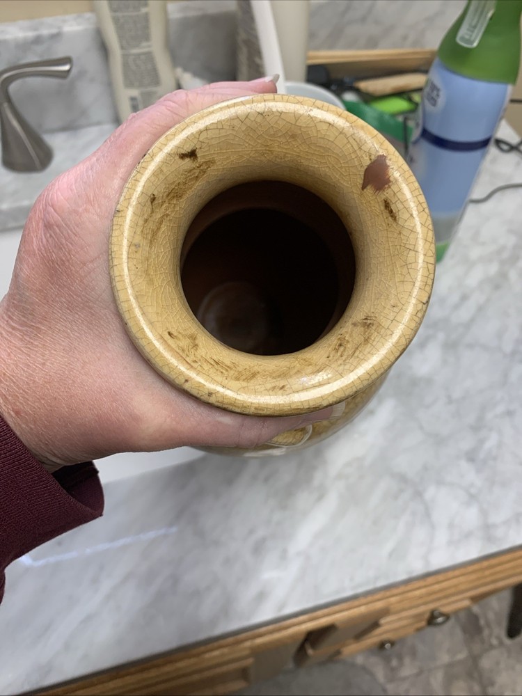 2 Tone Pottery Vase 11 In Tall