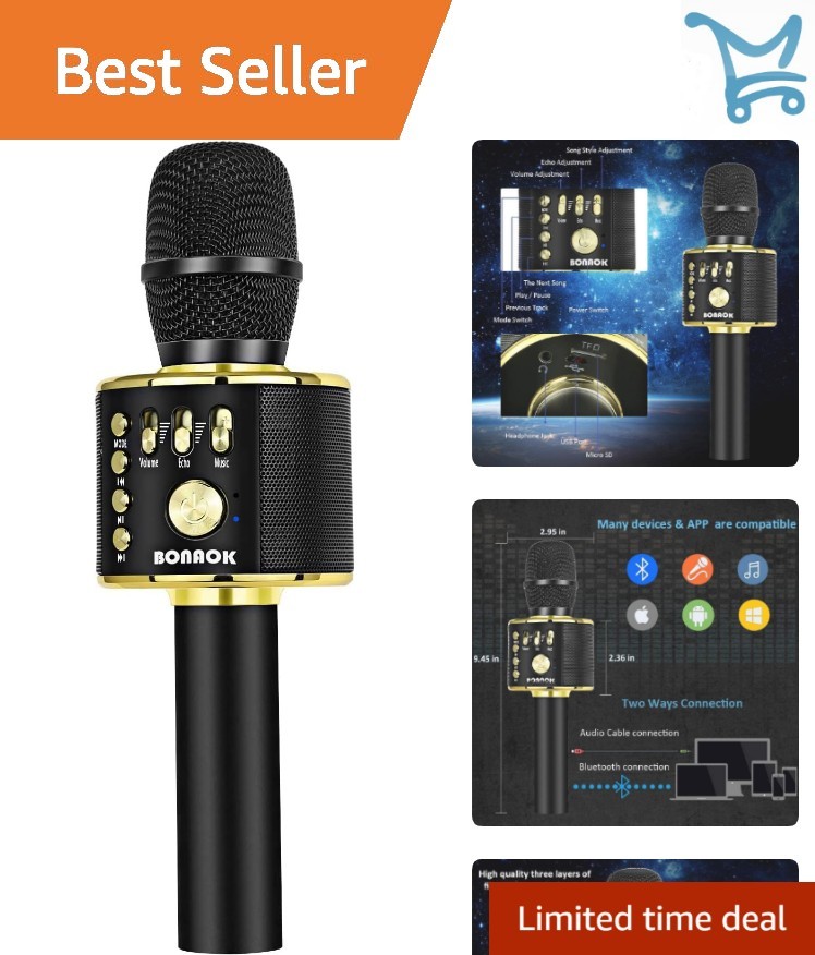 Wireless Bluetooth Karaoke Microphone Portable Handheld Speaker for All Ages