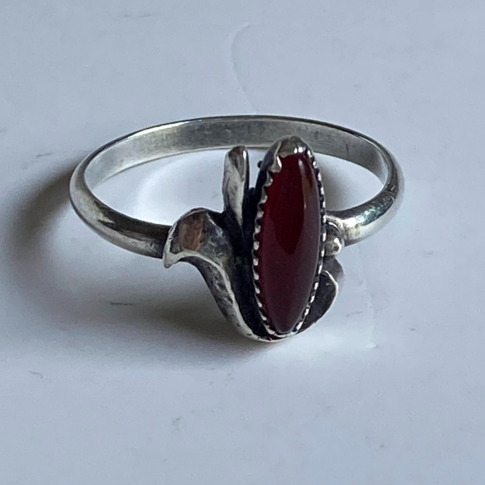 Ring sterling carnelian ring Native American Corn Motif 7