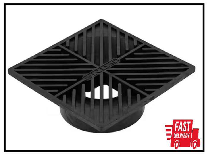 6 in. Plastic Square Drainage Grate in Black