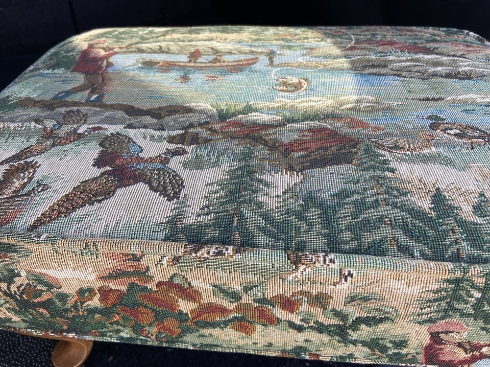 Vintage Small Ornate Tapestry Foot Stool