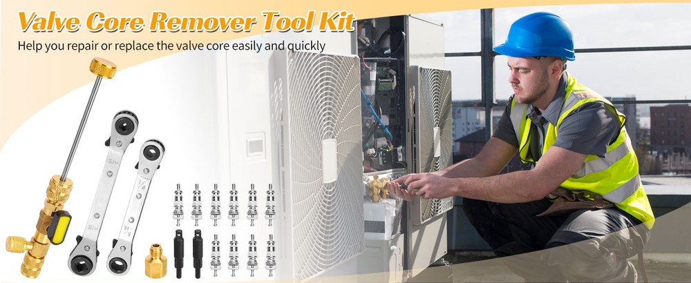 Air Conditioner Valve Core Remover Installer Tool Ratchet Wrench Kit Repair Tool