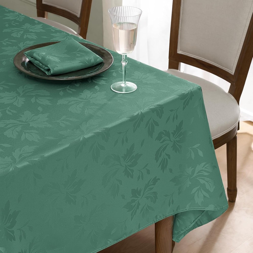 Jacquard Rectangle Tablecloth Waterproof Damask Floral Decorative Table Cloths