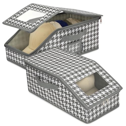 2 PCS Stackable Hat Storage for Baseball Caps, Large Hat Gray and White