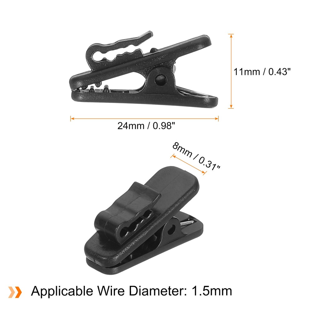 5pcs Headphone Wire Clips 0.94" Length Plastic Headset Cable Clamp, Black