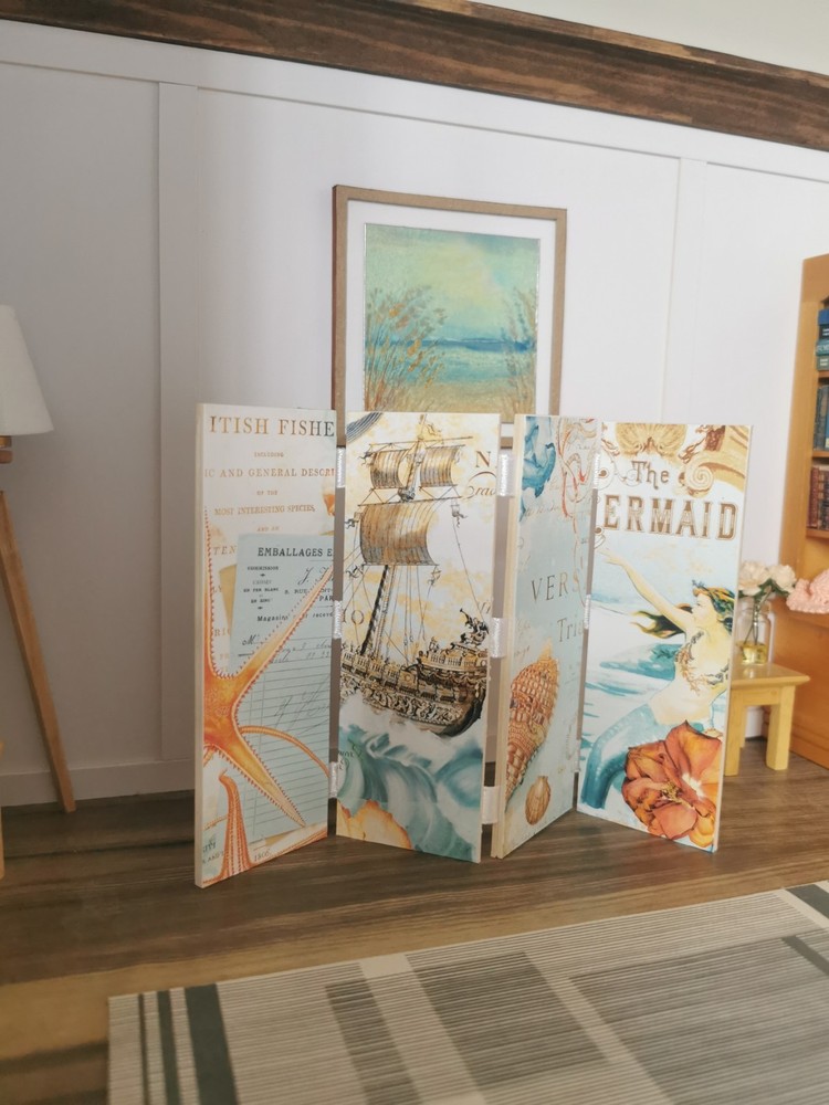 Dolls House Mermaid Folding Screen | 1:12th Scale | Handmade