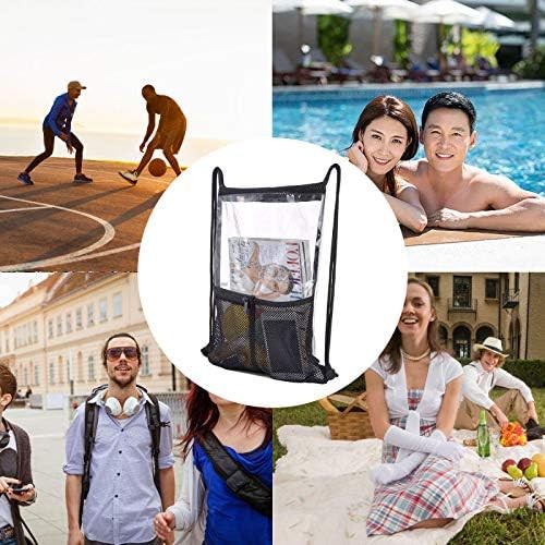 Clear Drawstring Backpack - 10pack String Cinch Bag Mesh Pocket, Bluk Black