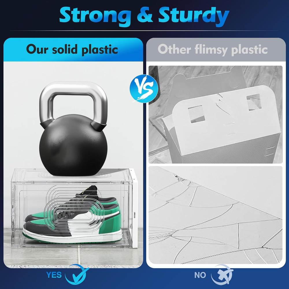 10 Pack Thicken Shoe Organizer Stackable,Upgraded Sturdy Shoe Storage Box with M