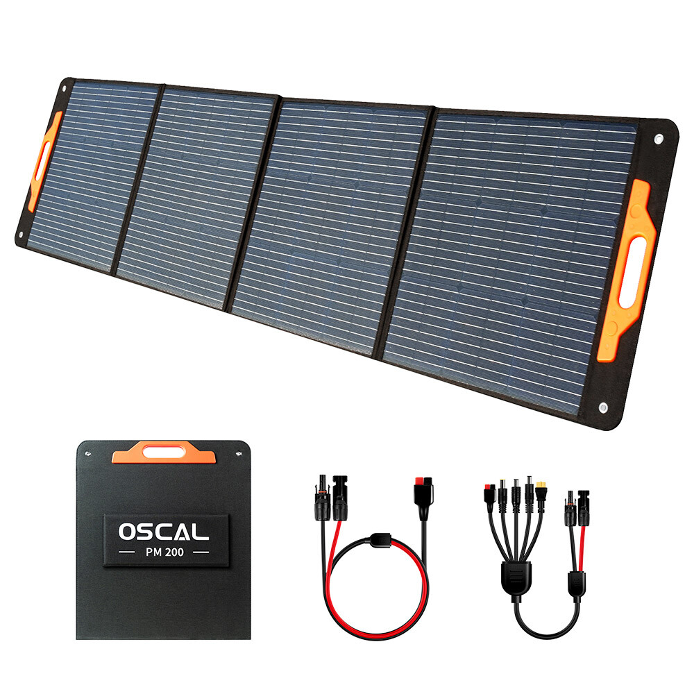 Oscal 200W Foldable Solar Panel ETFE Material ≥22% Solar Conversion Efficiency
