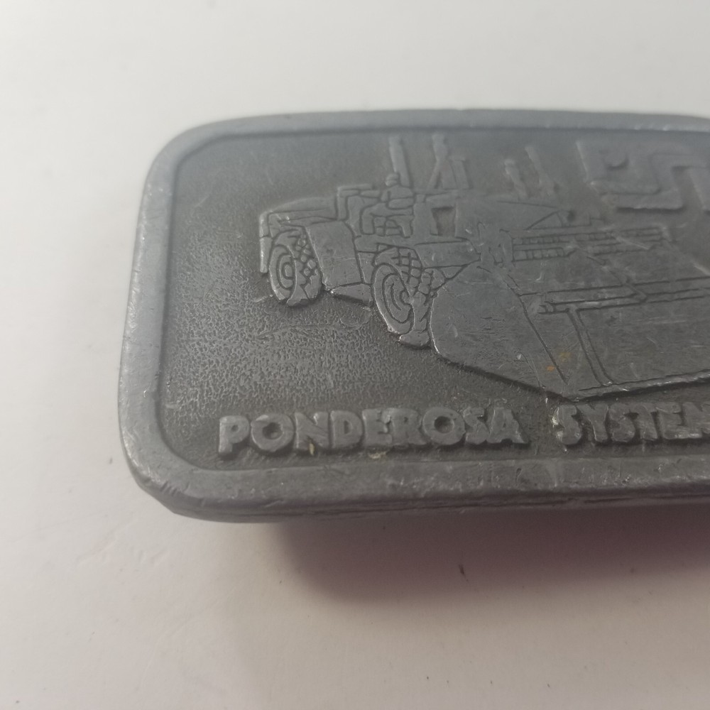 Ponderosa Systems PSSI Loader Tractor Scraper Pewter Belt Buckle Construction