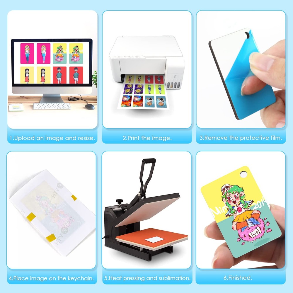 Sublimation Keychain Blanks Bulk - 120Pcs Sublimation Blanks Keychain with Bl...