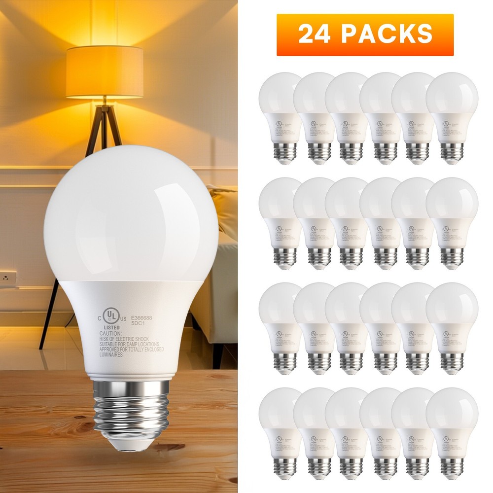 24 Pack A19 LED Light Bulbs 9W Equivalent 60W Replacement Daylight 5000K E26